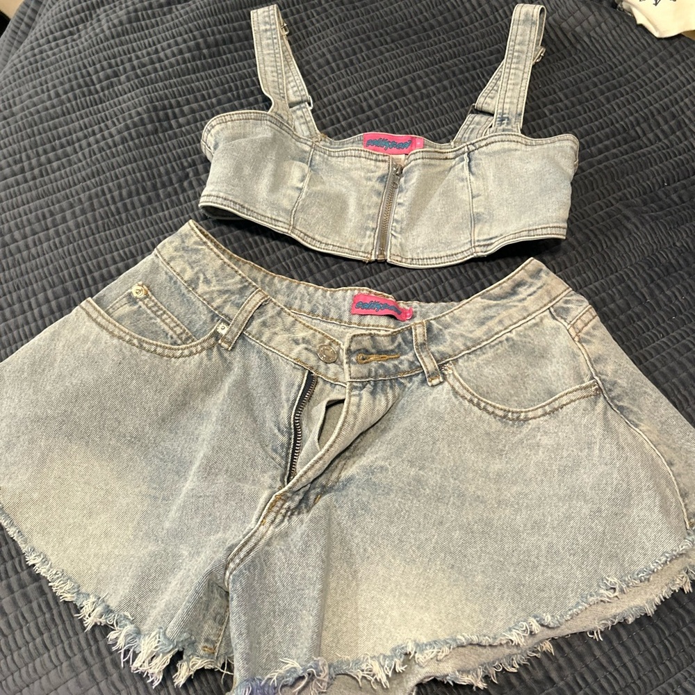 Edikted Light Blue denim set